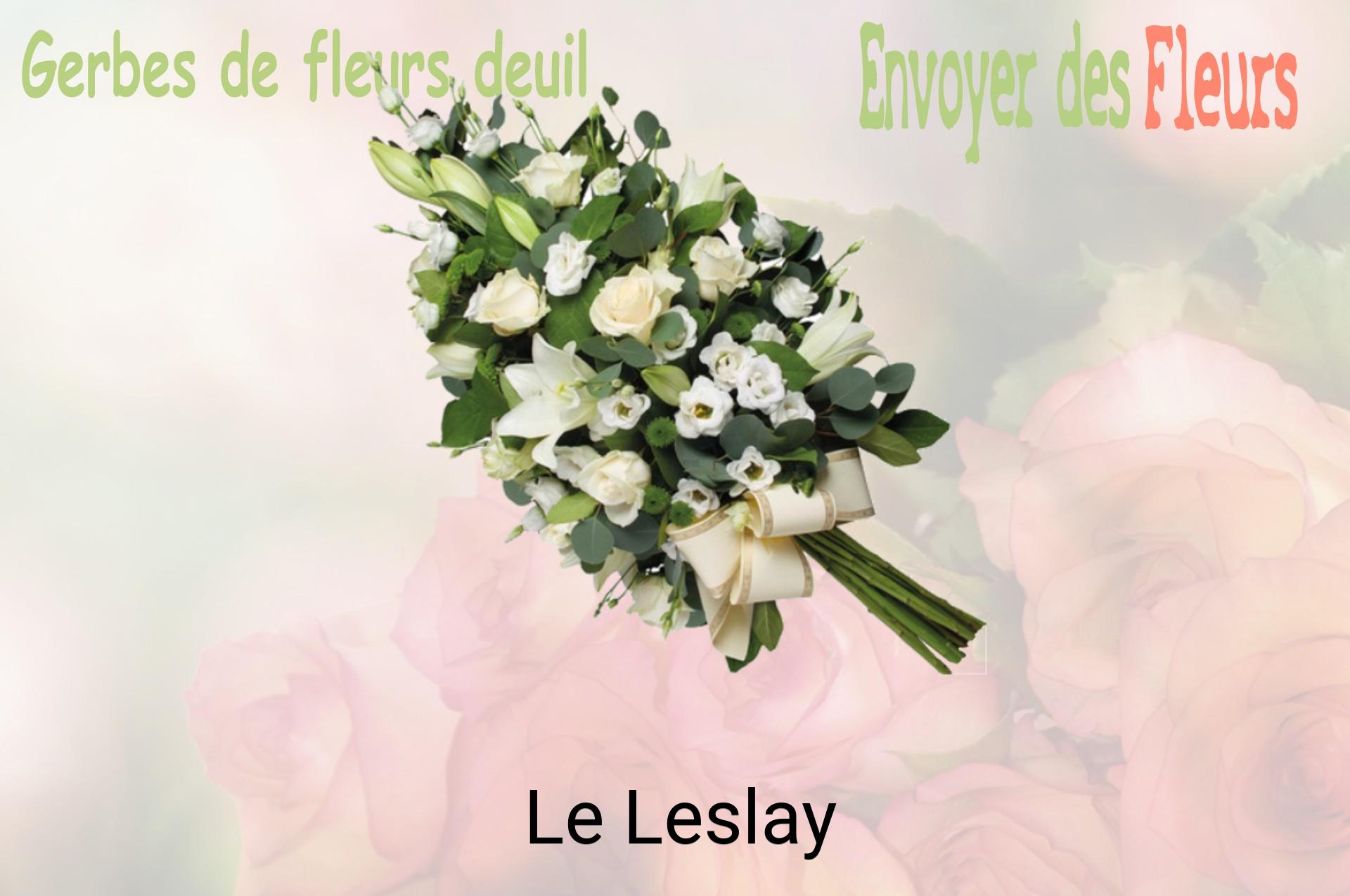 Gerbe de fleurs de deuil livrée à Le Leslay